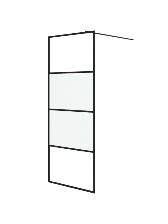 Sprchová zástěna walk-in černá 80x195 cm napůl mléčné ESG sklo