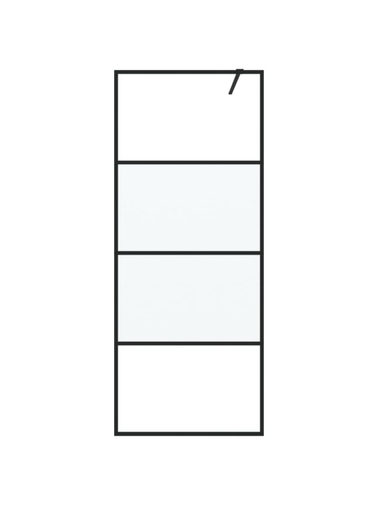 Sprchová zástěna walk-in černá 80x195 cm napůl mléčné ESG sklo