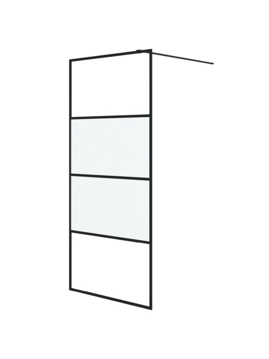 Sprchová zástěna walk-in černá 90x195 cm napůl mléčné ESG sklo