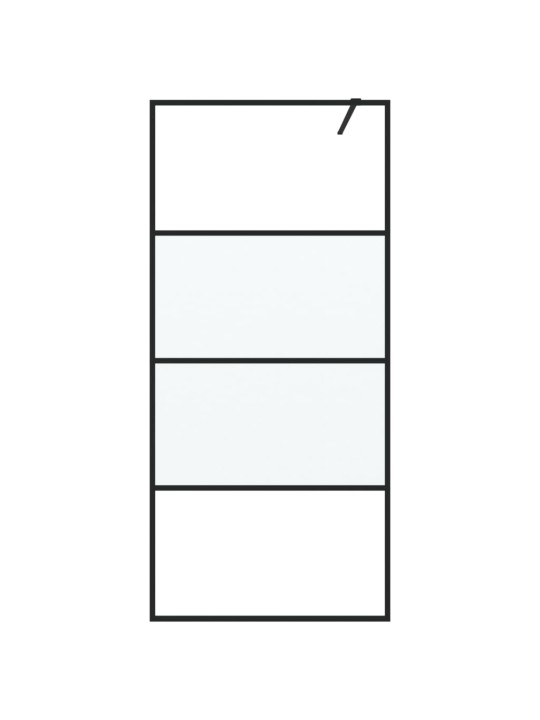 Sprchová zástěna walk-in černá 90x195 cm napůl mléčné ESG sklo