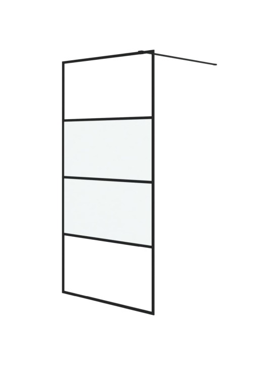 Sprchová zástěna walk-in černá 100x195 cm napůl mléčné ESG sklo