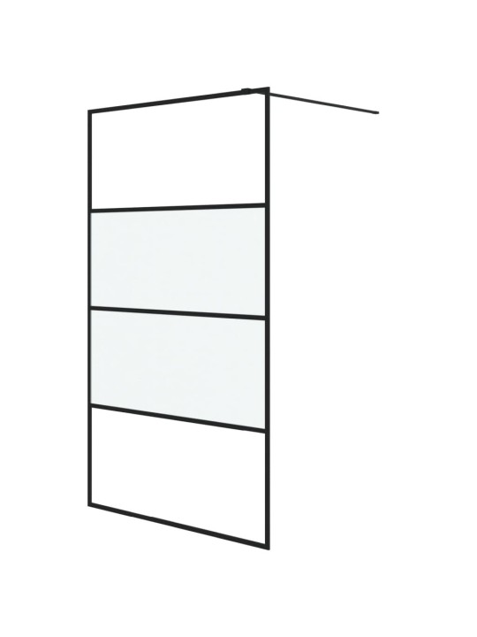 Sprchová zástěna walk-in černá 115x195 cm napůl mléčné ESG sklo