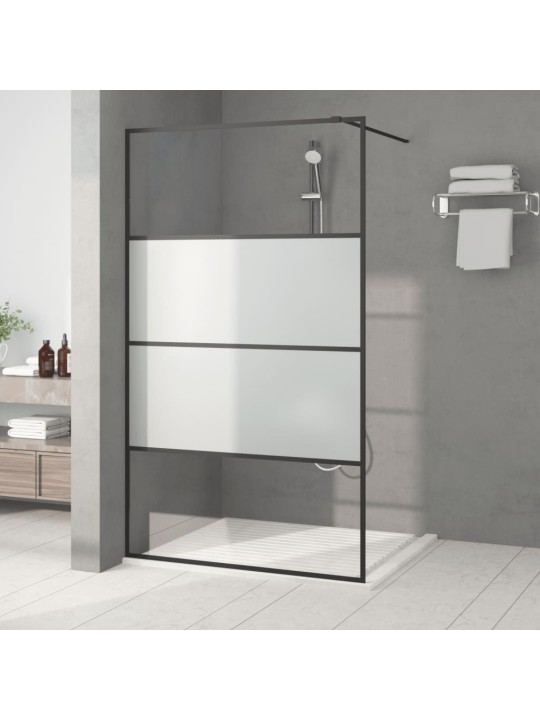 Sprchová zástěna walk-in černá 115x195 cm napůl mléčné ESG sklo