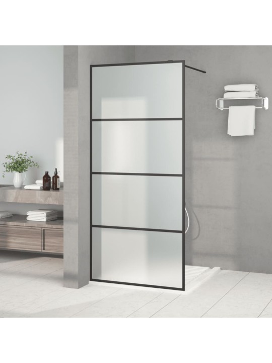 Sprchová zástěna walk-in černá 90 x 195 cm mléčné ESG sklo