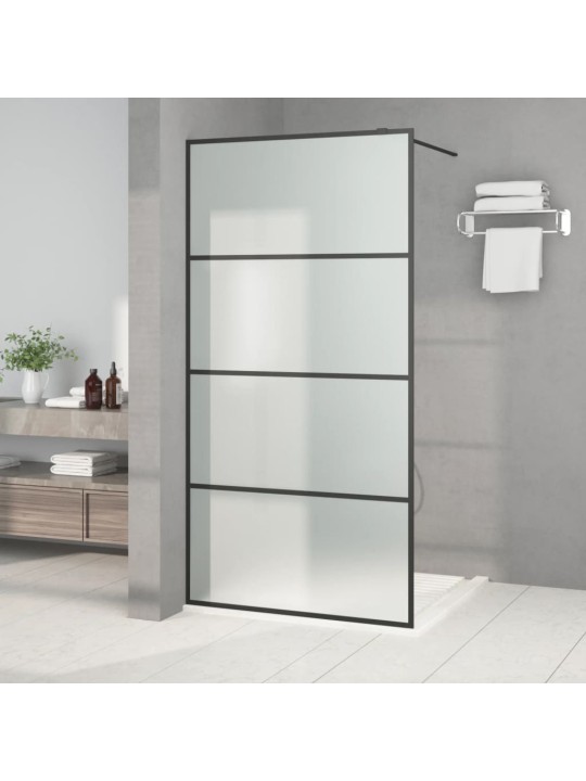 Sprchová zástěna walk-in černá 100 x 195 cm mléčné ESG sklo