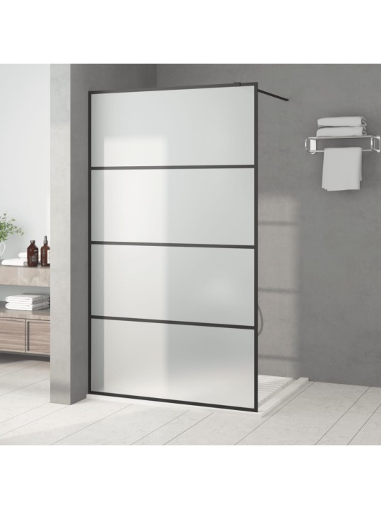 Sprchová zástěna walk-in černá 115 x 195 cm mléčné ESG sklo