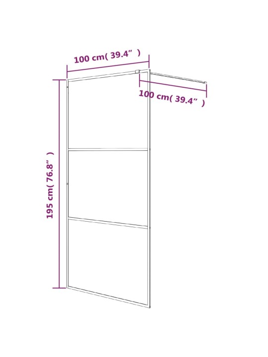 Sprchová zástěna walk-in černá 100 x 195 cm čiré ESG sklo