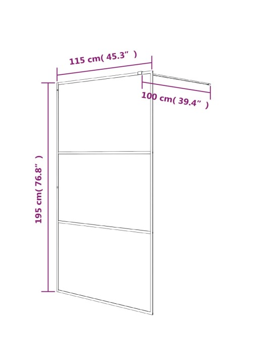 Sprchová zástěna walk-in černá 115 x 195 cm čiré ESG sklo