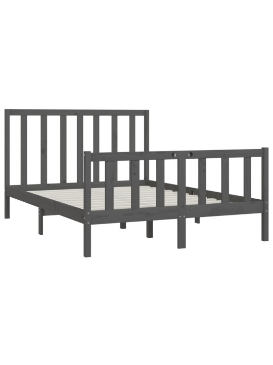 Rám postele šedý masivní dřevo 150 x 200 cm King Size
