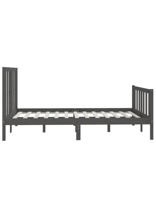 Rám postele šedý masivní dřevo 150 x 200 cm King Size
