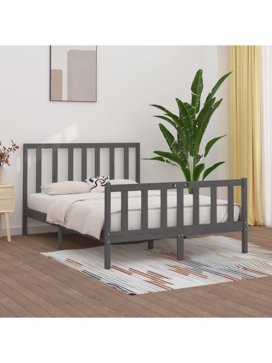 Rám postele šedý masivní dřevo 150 x 200 cm King Size