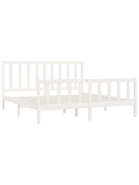 Rám postele bílý masivní dřevo 200 x 200 cm