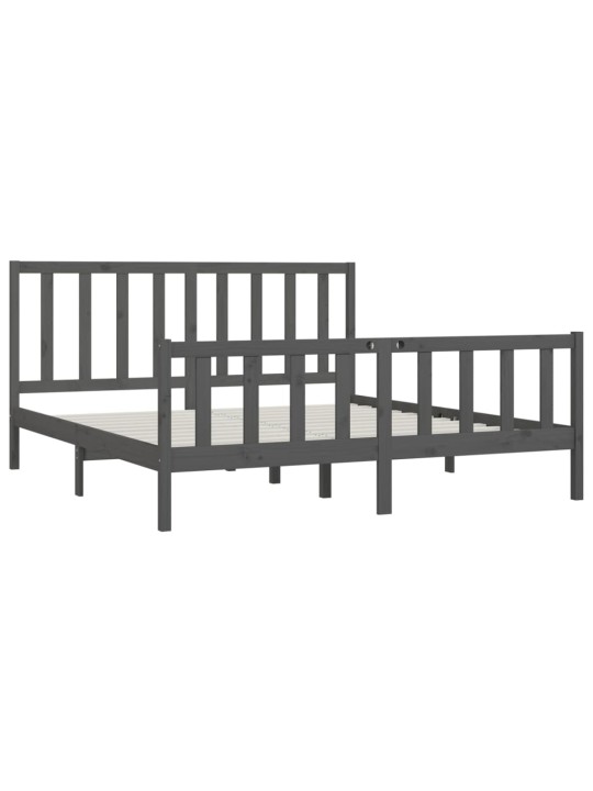 Rám postele šedý masivní dřevo 200 x 200 cm
