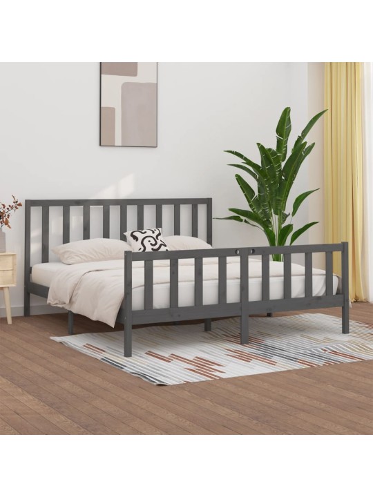 Rám postele šedý masivní dřevo 200 x 200 cm