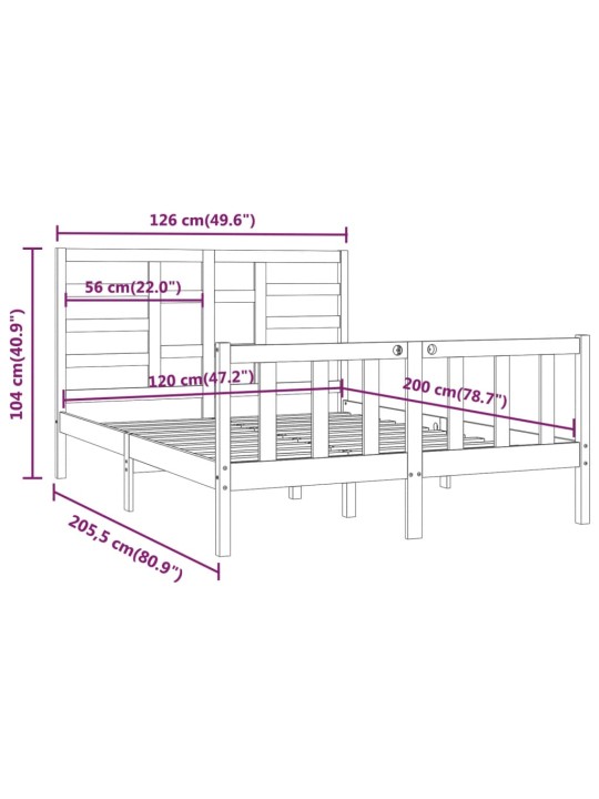 Postel bez matrace bílá 120 x 200 cm masivní borovice