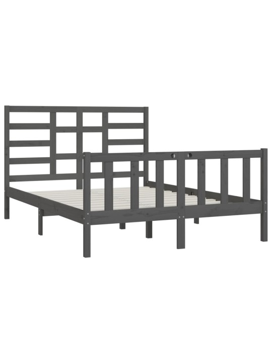 Rám postele šedý masivní dřevo 150 x 200 cm King Size