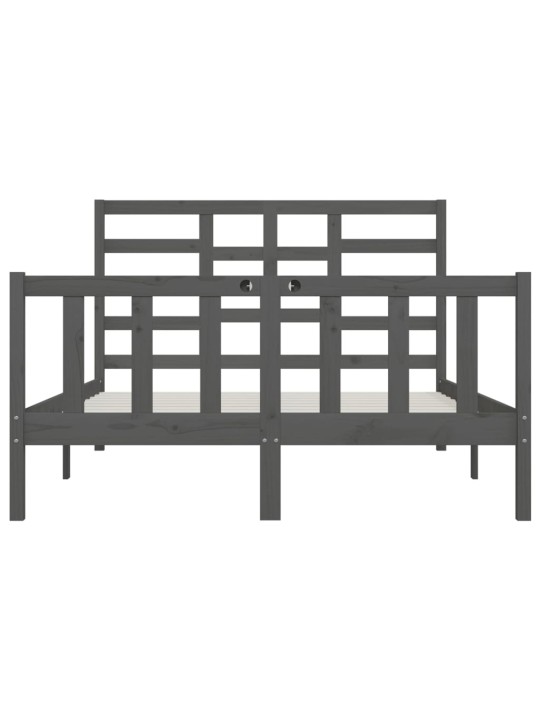 Rám postele šedý masivní dřevo 150 x 200 cm King Size