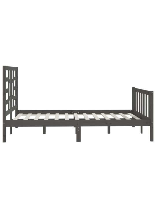 Rám postele šedý masivní dřevo 150 x 200 cm King Size
