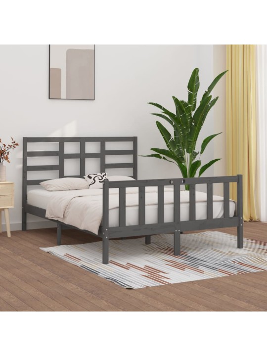 Rám postele šedý masivní dřevo 150 x 200 cm King Size