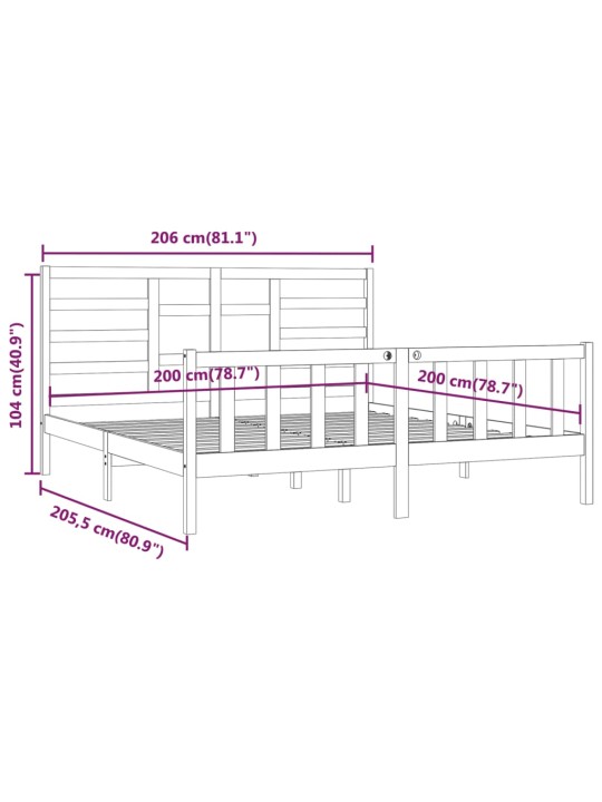 Postel bez matrace bílá 200 x 200 cm masivní borovice