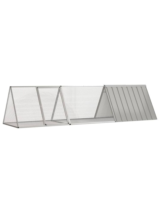 Klec pro králíky šedá 302,5x80,5x71 cm pozinkovaná ocel