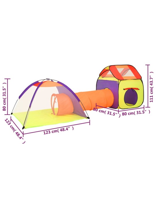 Dětský stan na hraní s 250 míčky vícebarevný 338 x 123 x 111 cm