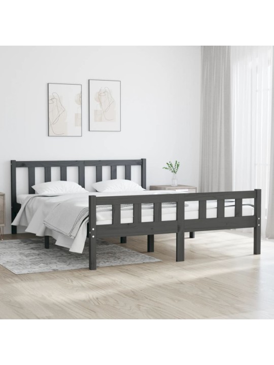 Rám postele šedý masivní dřevo 140 x 190 cm