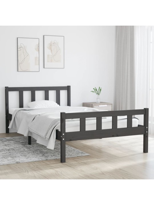 Rám postele šedý masivní dřevo 100 x 200 cm