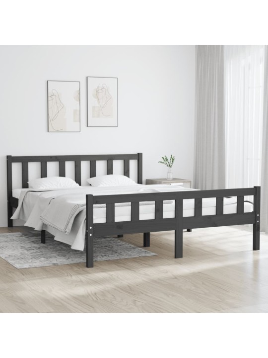 Rám postele šedý masivní dřevo 120 x 200 cm