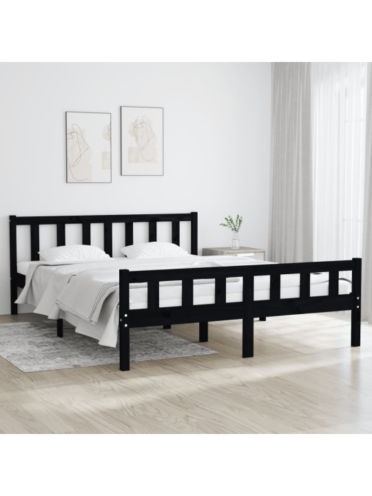 Rám postele černý masivní dřevo 120 x 200 cm