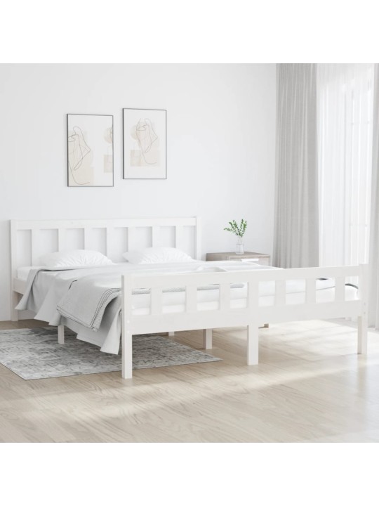 Rám postele bílý masivní dřevo 150 x 200 cm King Size