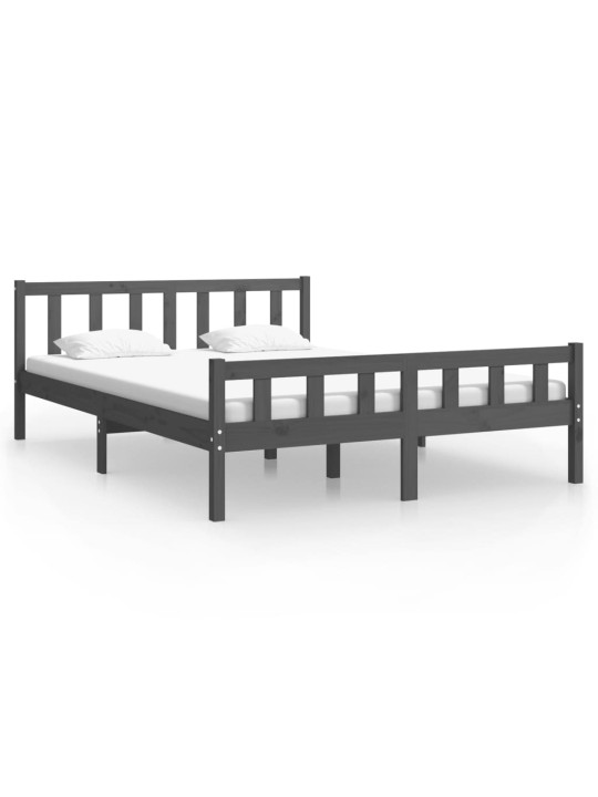 Rám postele šedý masivní dřevo 150 x 200 cm King Size