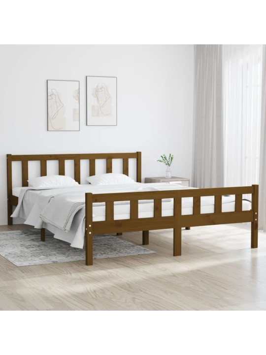 Rám postele medově hnědý masivní dřevo 150 x 200 cm King Size
