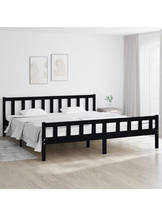 Rám postele černý masivní dřevo 160 x 200 cm