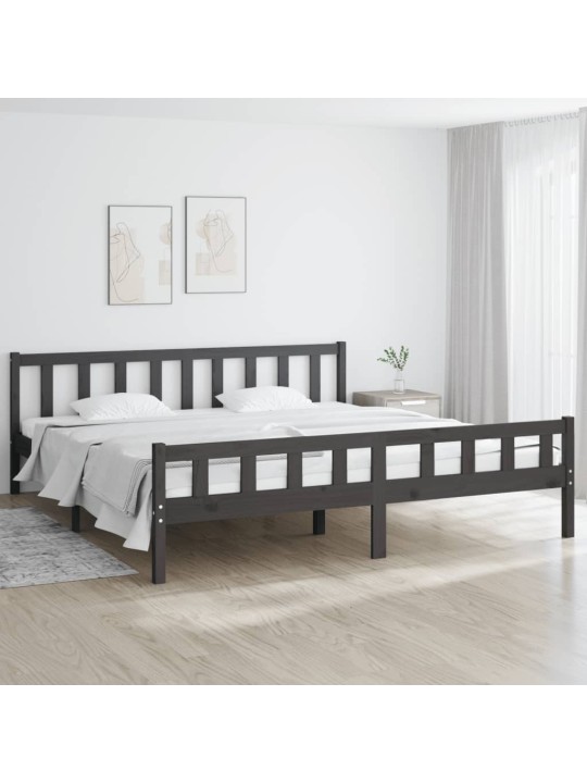 Rám postele šedý masivní dřevo 180 x 200 cm Super King