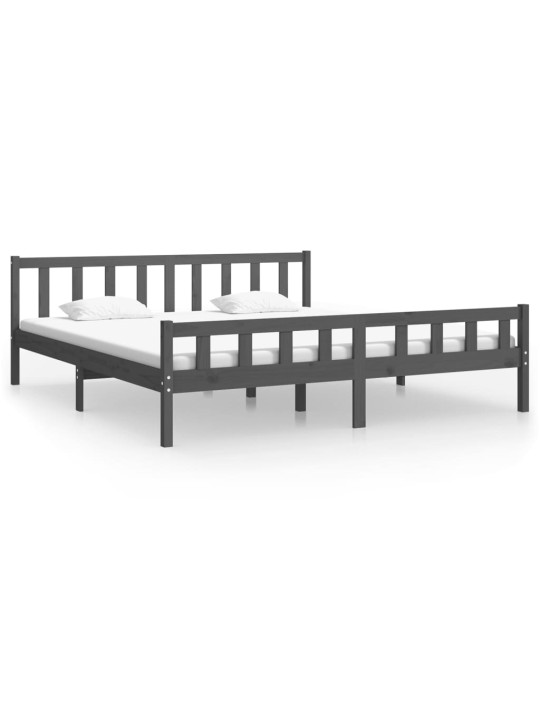 Rám postele šedý masivní dřevo 200 x 200 cm