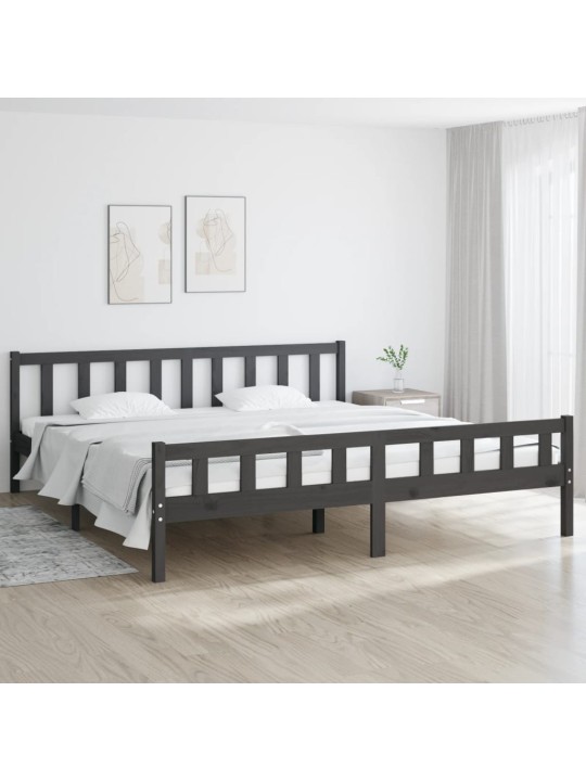 Rám postele šedý masivní dřevo 200 x 200 cm