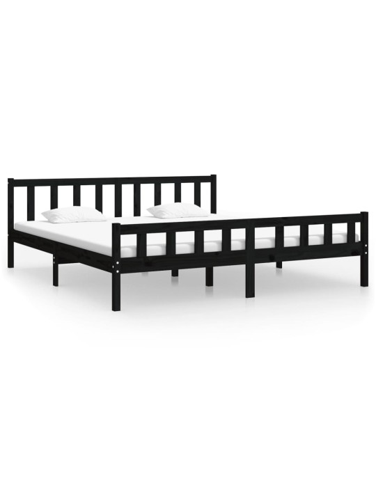 Rám postele černý masivní dřevo 200 x 200 cm