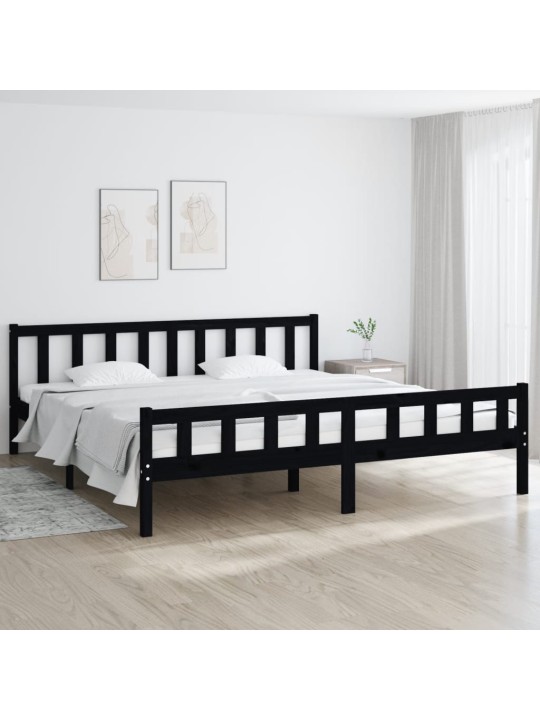 Rám postele černý masivní dřevo 200 x 200 cm