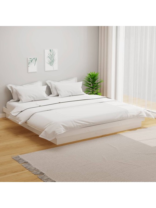 Rám postele bílý masivní dřevo 200 x 200 cm