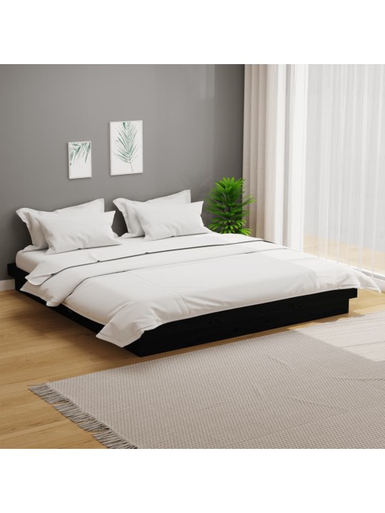 Rám postele černý masivní dřevo 200 x 200 cm