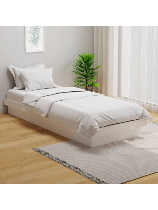 Rám postele bílý masivní dřevo 75 x 190 cm malé jednolůžko
