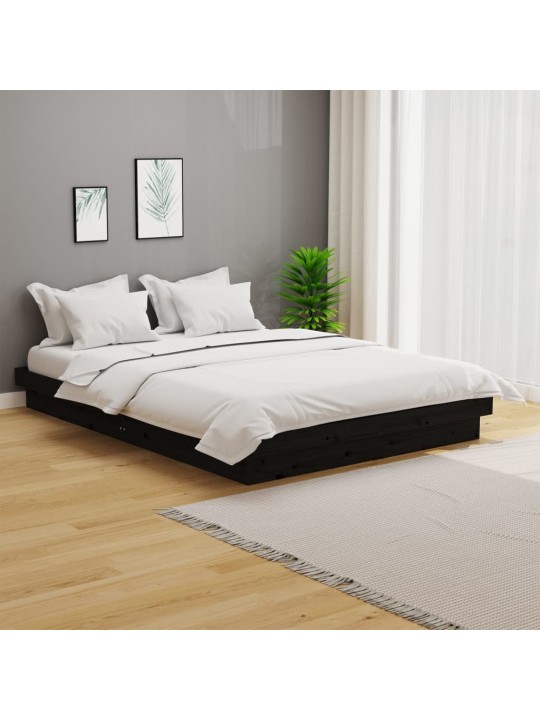 Rám postele černý masivní dřevo 120 x 190 cm malé dvojlůžko