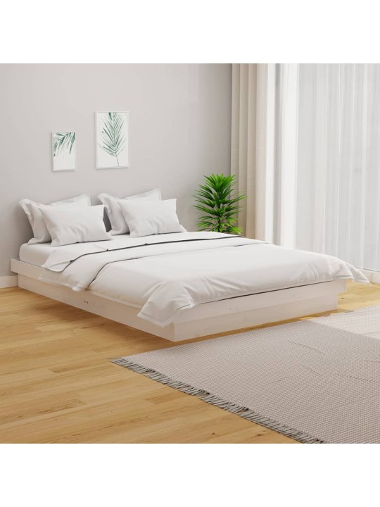 Rám postele bílý masivní dřevo 135 x 190 cm dvojlůžko