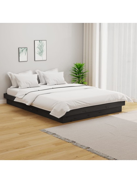 Rám postele šedý masivní dřevo 135 x 190 cm dvojlůžko