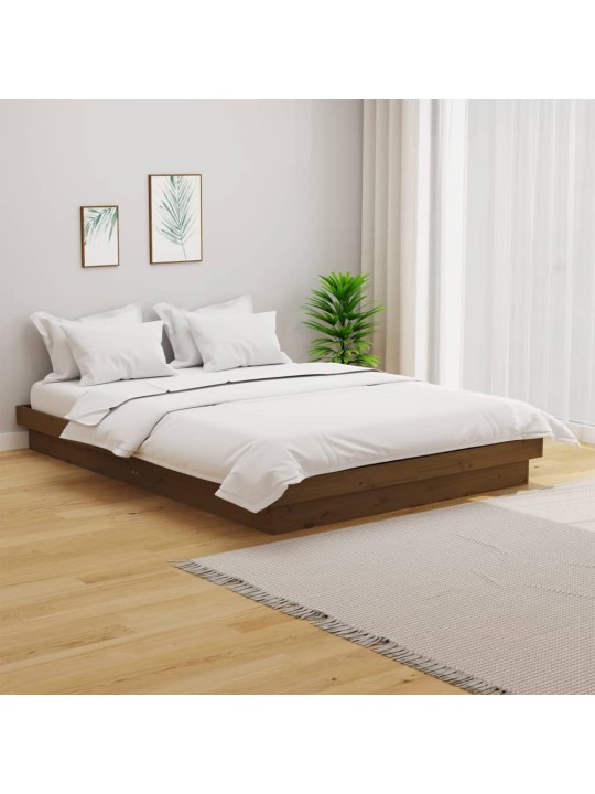 Rám postele medově hnědý masivní dřevo 135 x 190 cm dvojlůžko