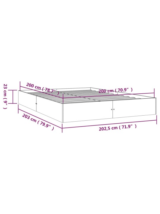 Rám postele bez matrace masivní dřevo 200 x 200 cm