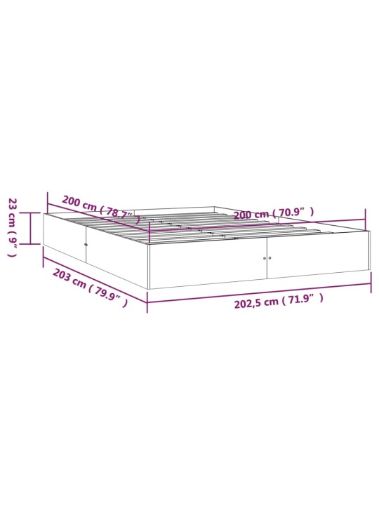Rám postele bílý masivní dřevo 200 x 200 cm