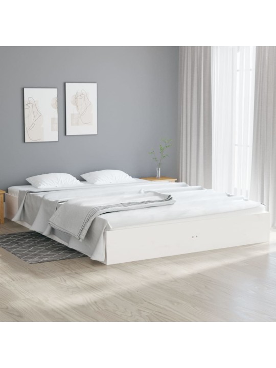 Rám postele bílý masivní dřevo 200 x 200 cm