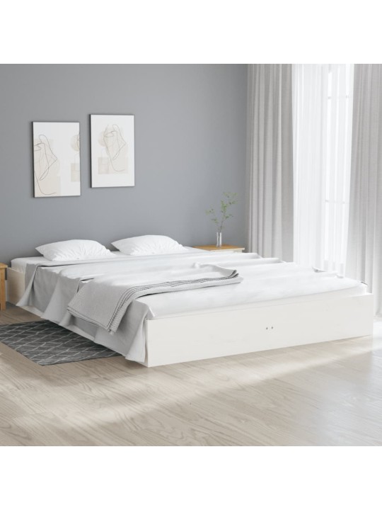 Rám postele bílý masivní dřevo 150 x 200 cm King Size